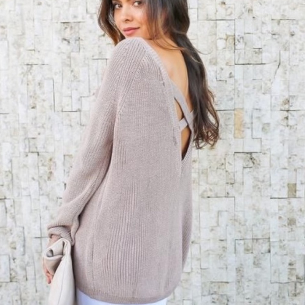 Vici Cross Back Sweater in Light Blue
